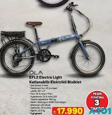 OLA EFL2 ELECTRO LİGHT KATLANABİLİR ELEKTRİKLİ BİSİKLET